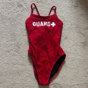Jolyn Jackson Red Lifeguard Swimsuit